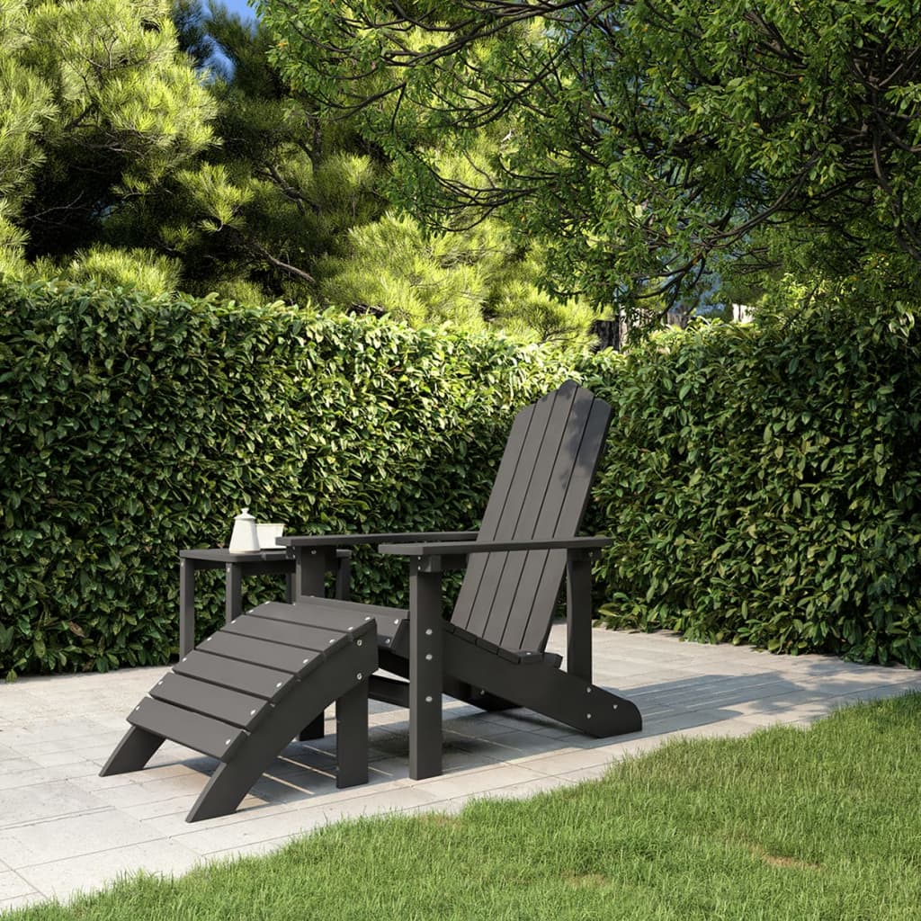 Garden Adirondack Chair with Footstool HDPE Anthracite - The Home Maker
