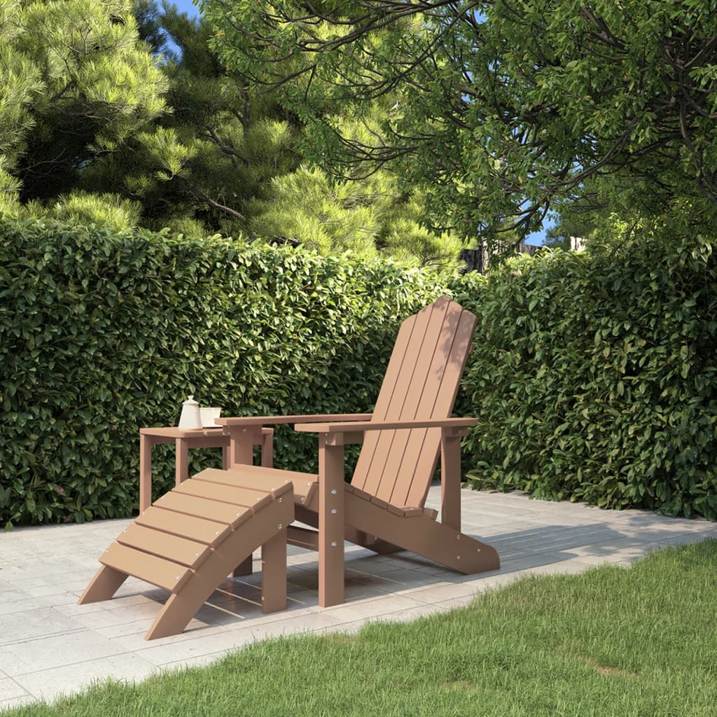 Garden Adirondack Chair with Footstool HDPE Brown - Merkel Designers