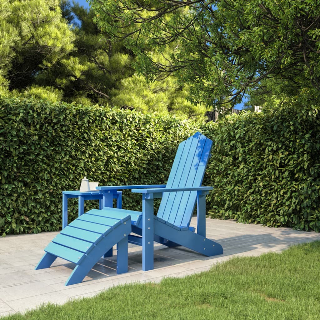 Garden Adirondack Chair with Footstool HDPE Aqua Blue - Casper Homes