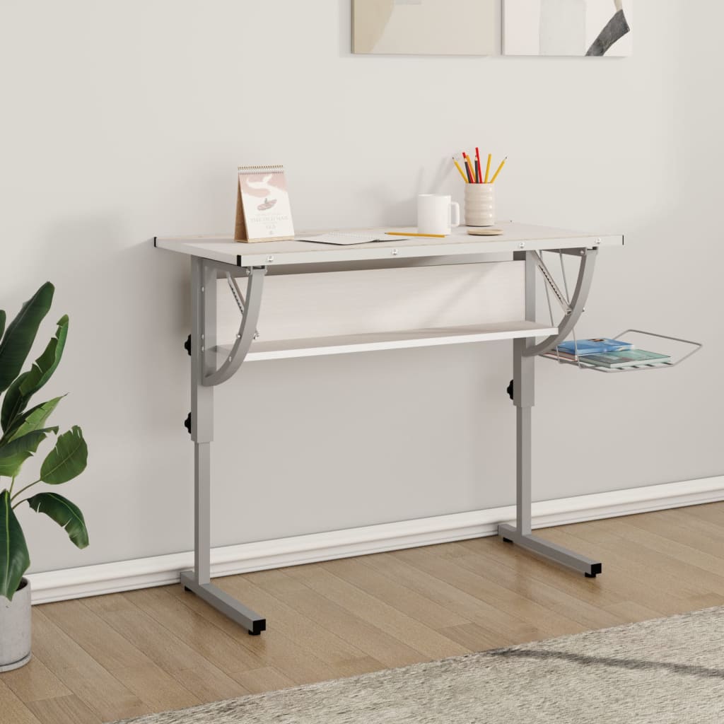Craft Desk White&Grey 110x53x(58-87) cm Engineered Wood&Steel - Style and Chic