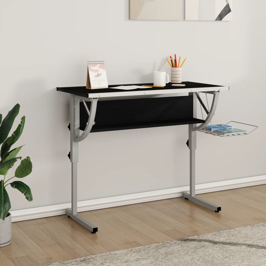 Craft Desk Black&Grey 110x53x(58-87) cm Engineered Wood&Steel - Millennium Furniture
