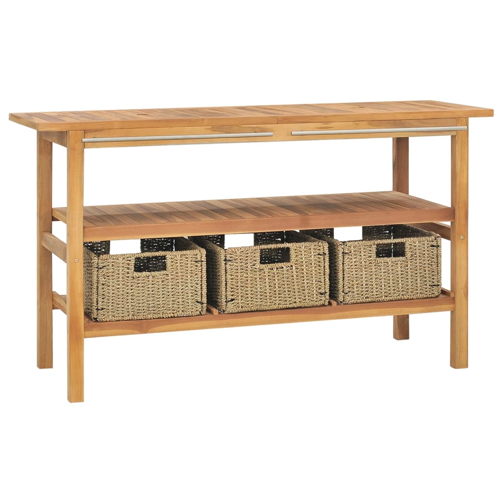 Bathroom Vanity Cabinet with 3 Baskets Solid Wood Teak 132x45x75 cm - Millennium Furniture