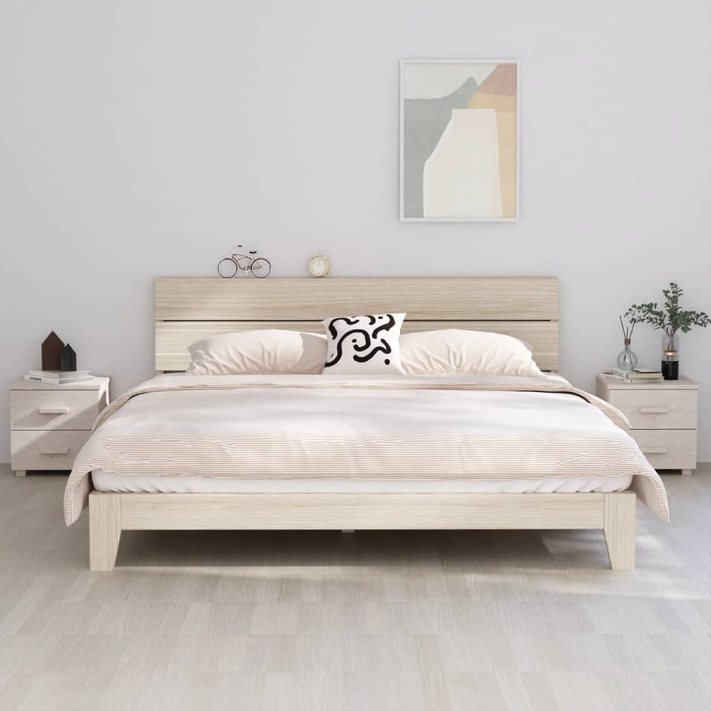 Bedside Table - ROSS 2 Piece Nightstand White 40cm - The Home Maker