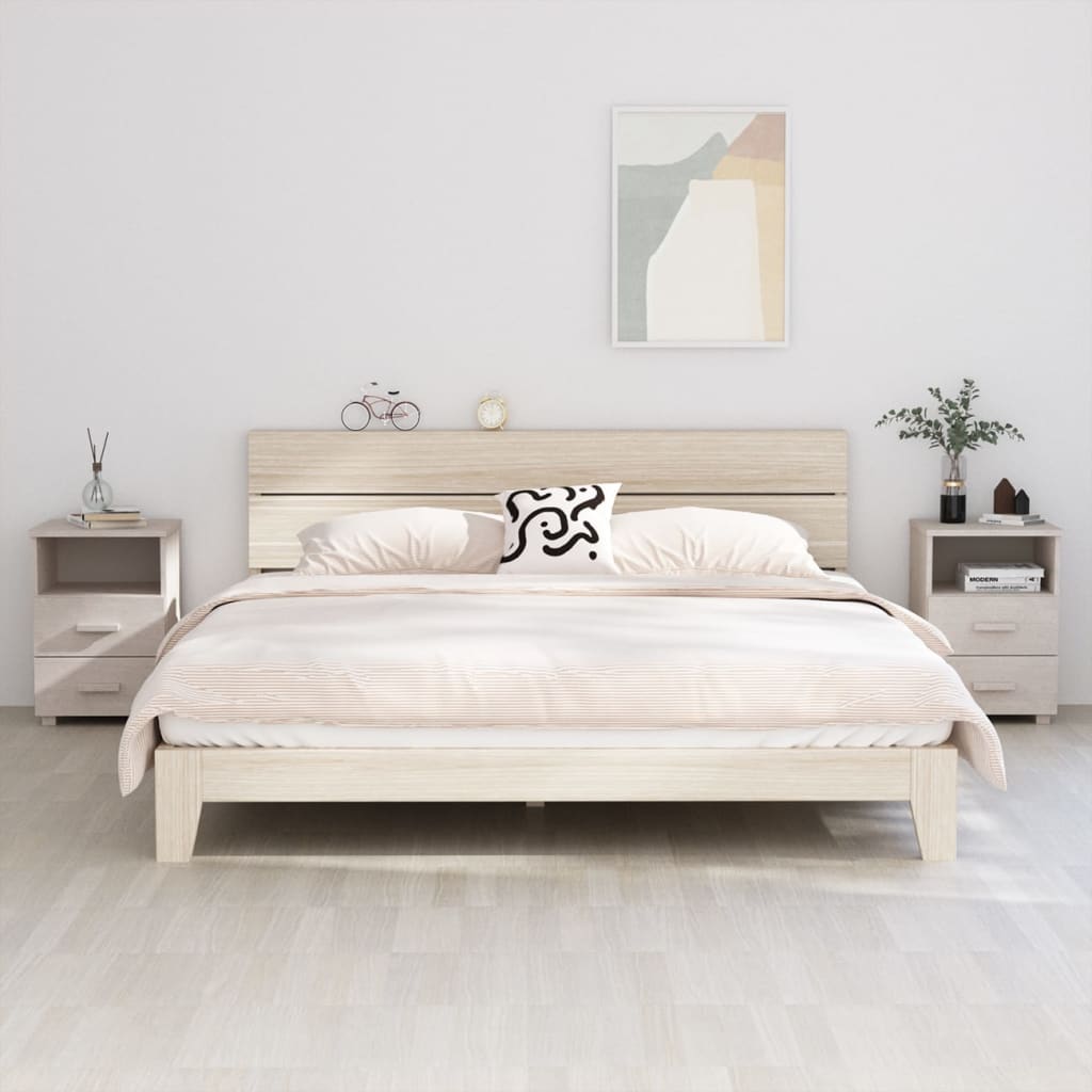 Bedside Table - NELSON 2 Piece Nightstand White 40cm - Merkel Designers