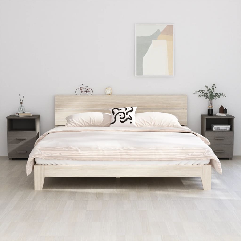Bedside Table - NELSON 2 Piece Nightstand Light Grey 40cm - All Things Good