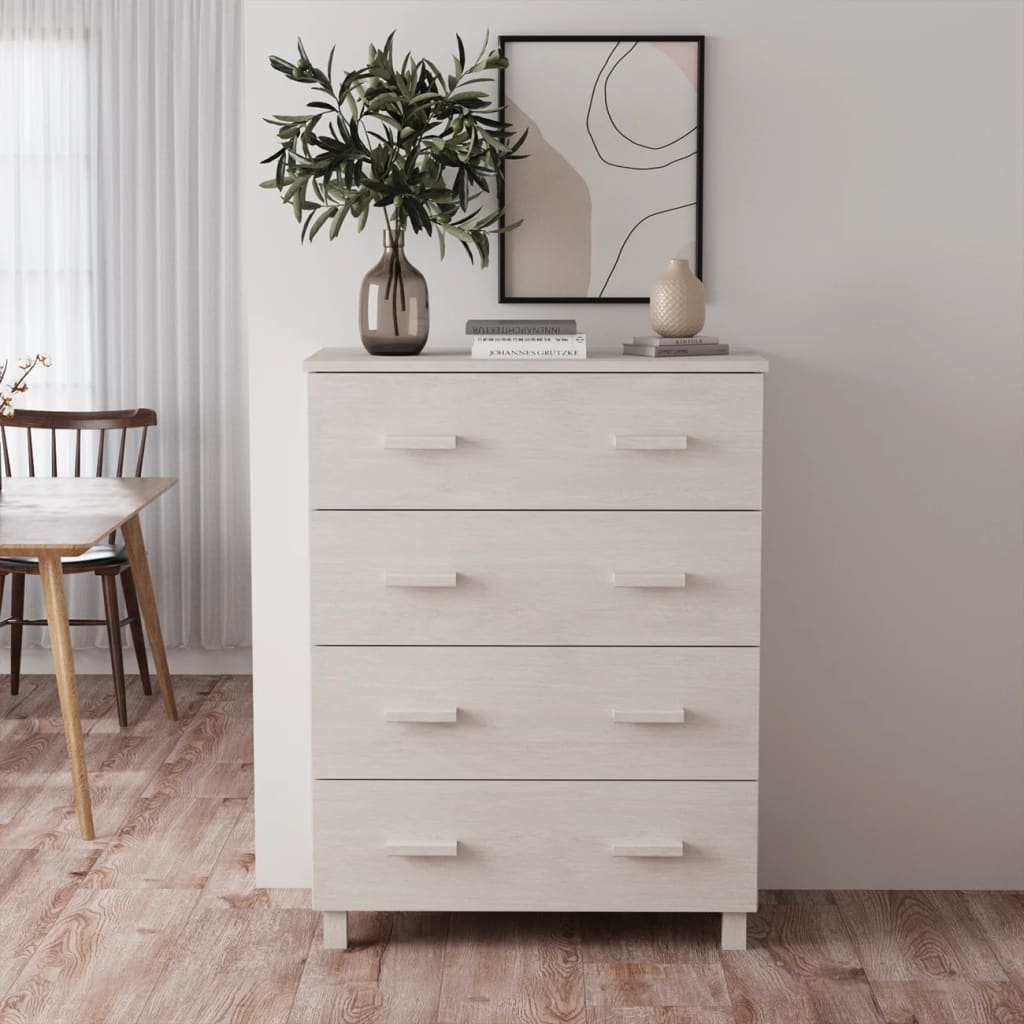 Sideboard HAMAR White 79x40x103.5 cm Solid Wood Pine - R and M Furniture