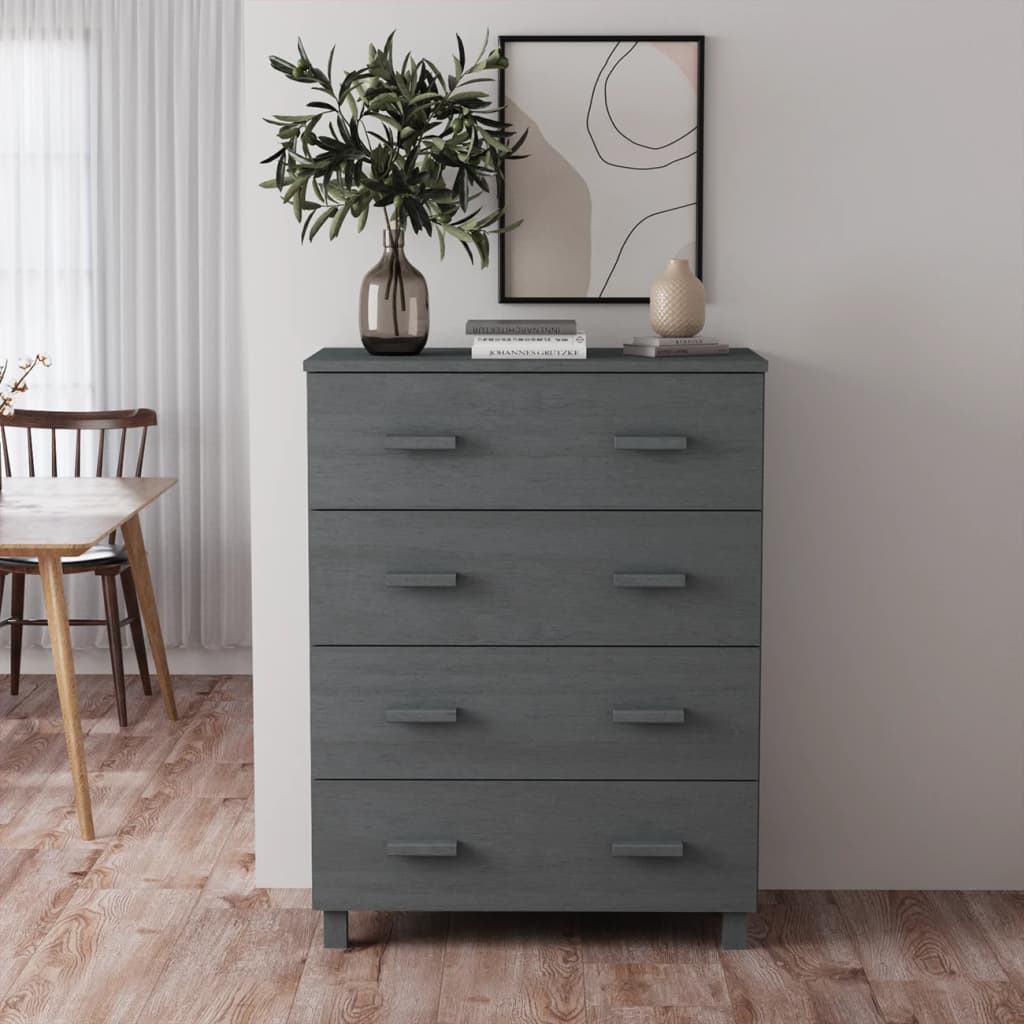 Sideboard HAMAR Dark Grey 79x40x103.5 cm Solid Wood Pine - Design Hut