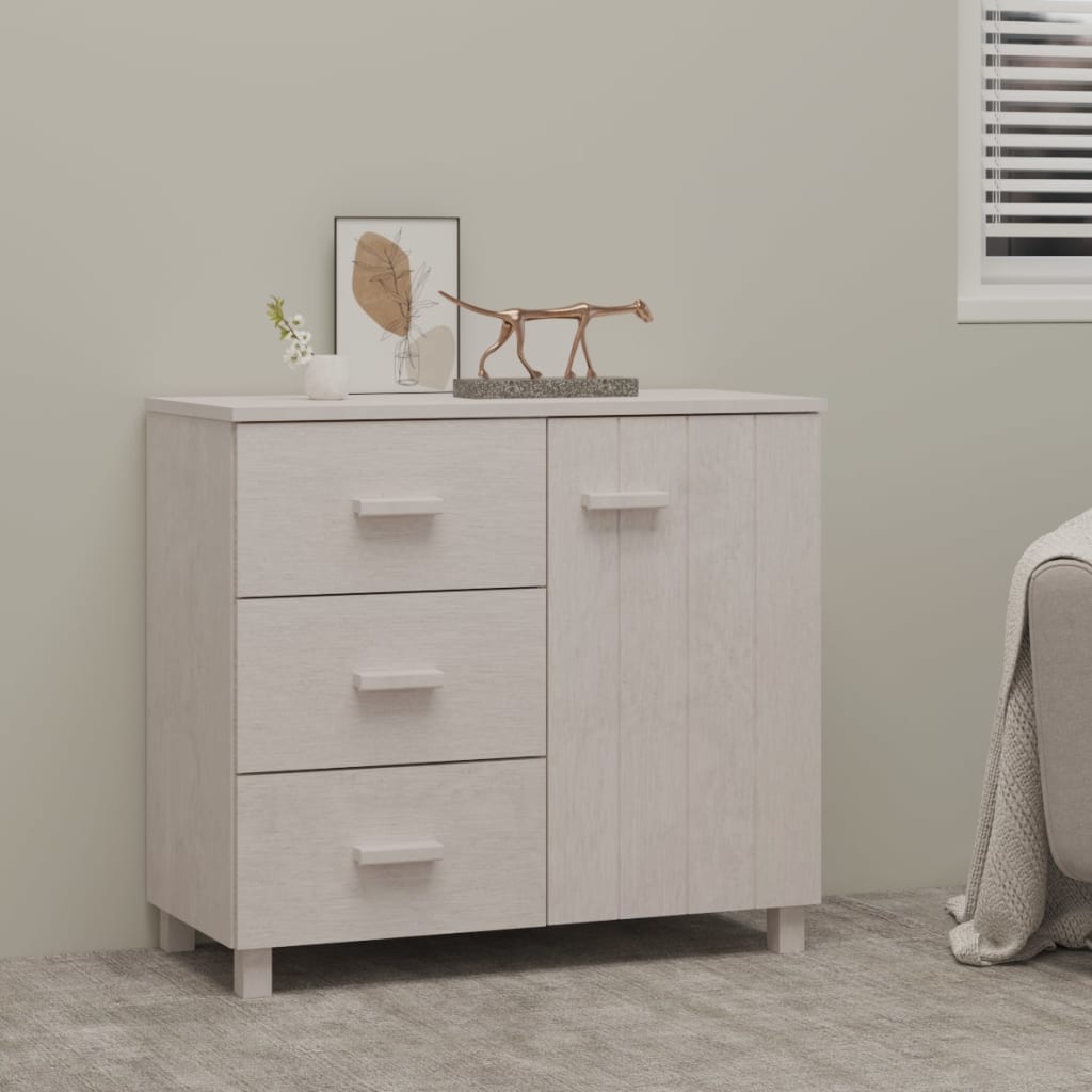 Sideboard HAMAR White 90x40x80 cm Solid Pinewood - Merkel Designers