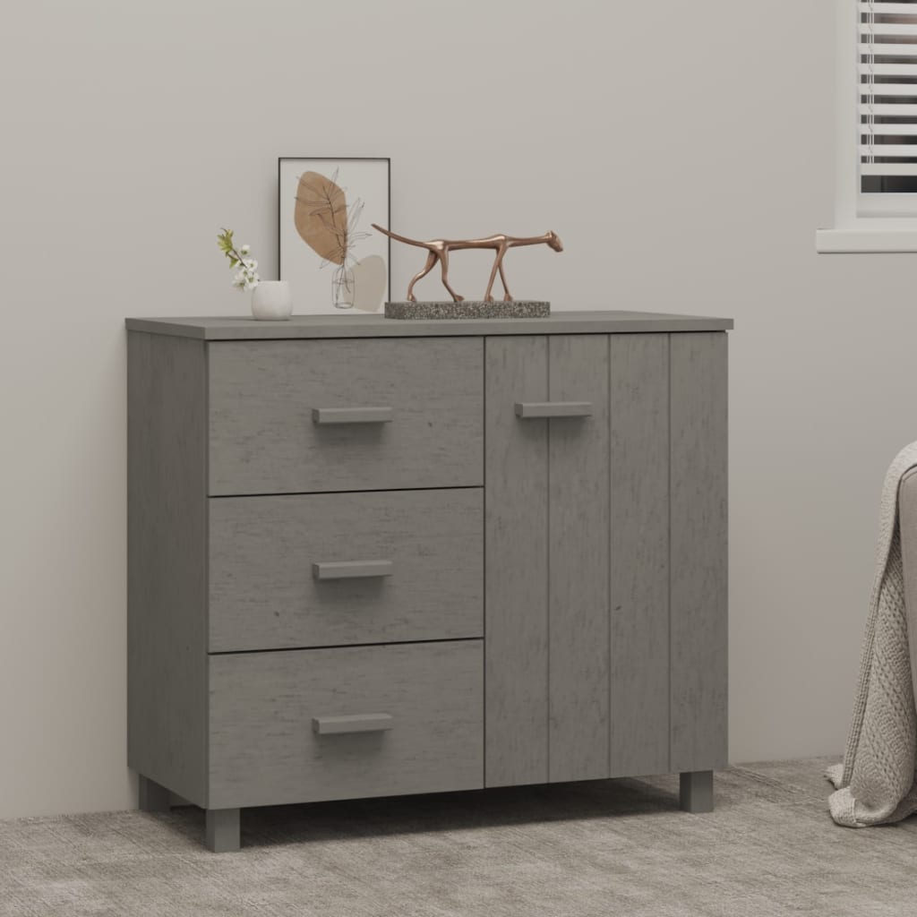 Sideboard HAMAR Light Grey 90x40x80 cm Solid Pinewood - R and M Furniture
