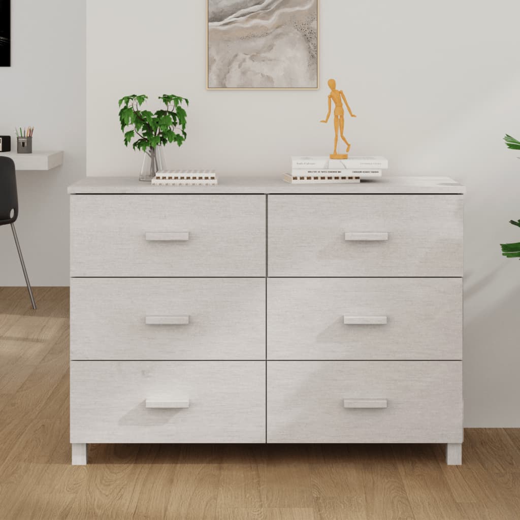 Sideboard HAMAR White 113x40x80 cm Solid Wood Pine - Decor Base