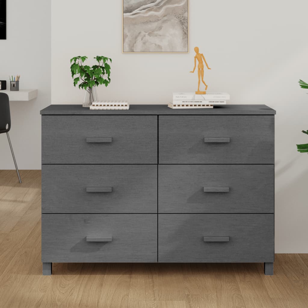 Sideboard HAMAR Dark Grey 113x40x80 cm Solid Wood Pine - All Things Good