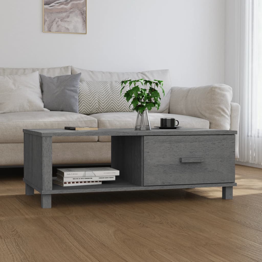 Coffee Table HAMAR Dark Grey 100x55x35 cm Solid Wood Pine - Tyrell & Tyrell