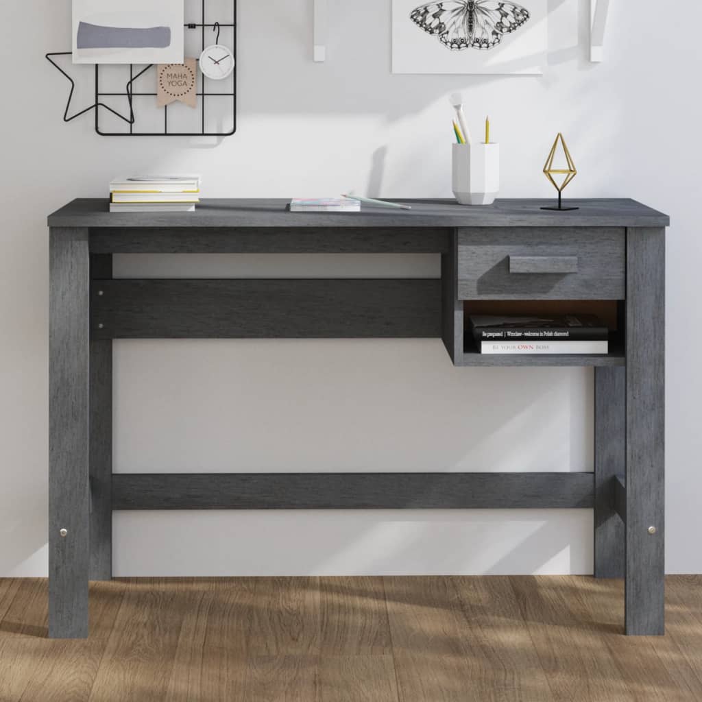 Desk HAMAR Dark Grey 110x40x75 cm Solid Wood Pine - Design Hut
