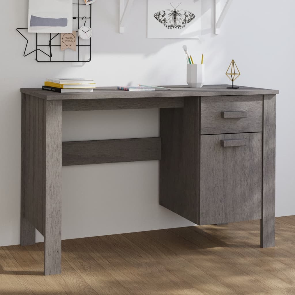 Desk HAMAR Light Grey 113x50x75 cm Solid Wood Pine - Brittle & Co