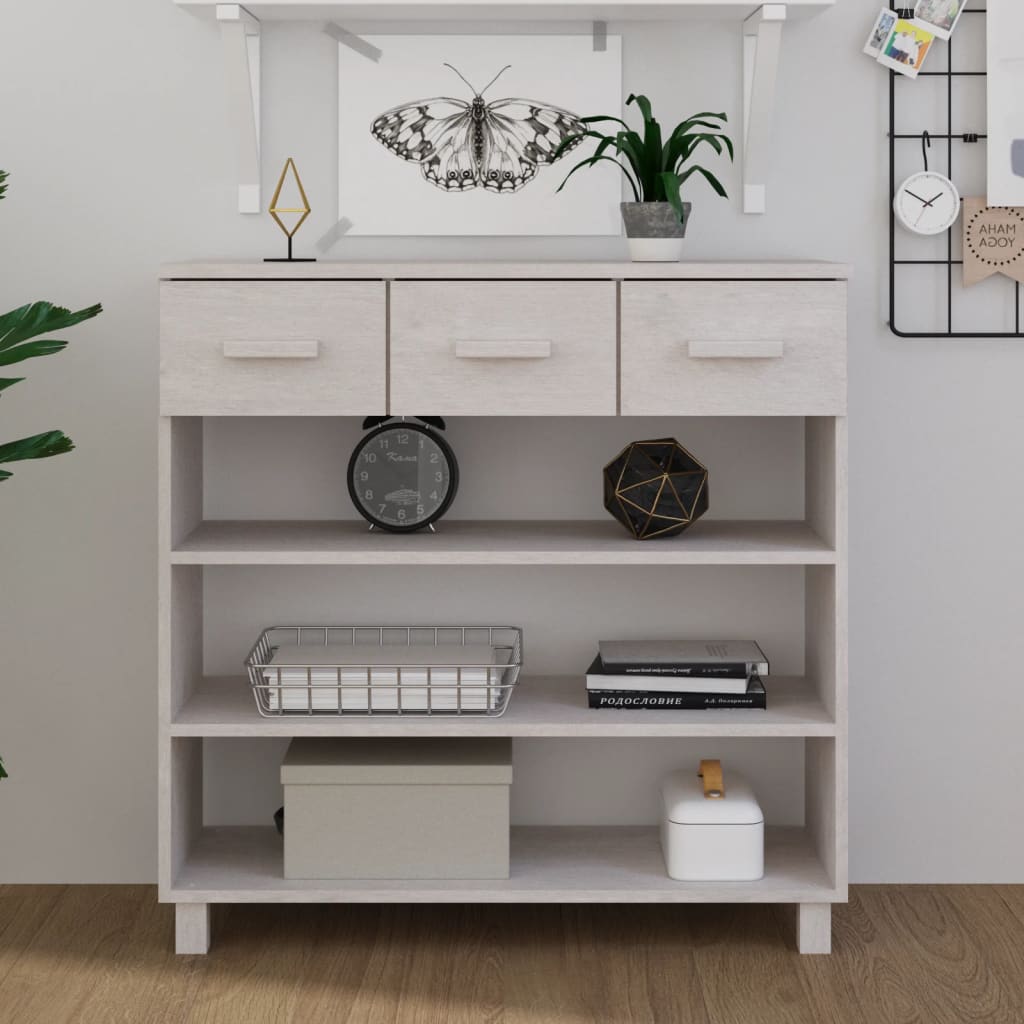 Console Table HAMAR White 90x35x90 cm Solid Wood Pine - All Things Good