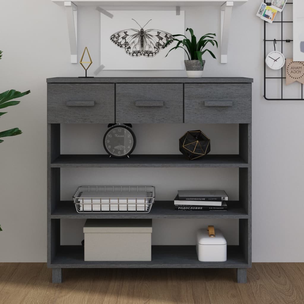 Console Table HAMAR Dark Grey 90x35x90 cm Solid Wood Pine - Casper Homes