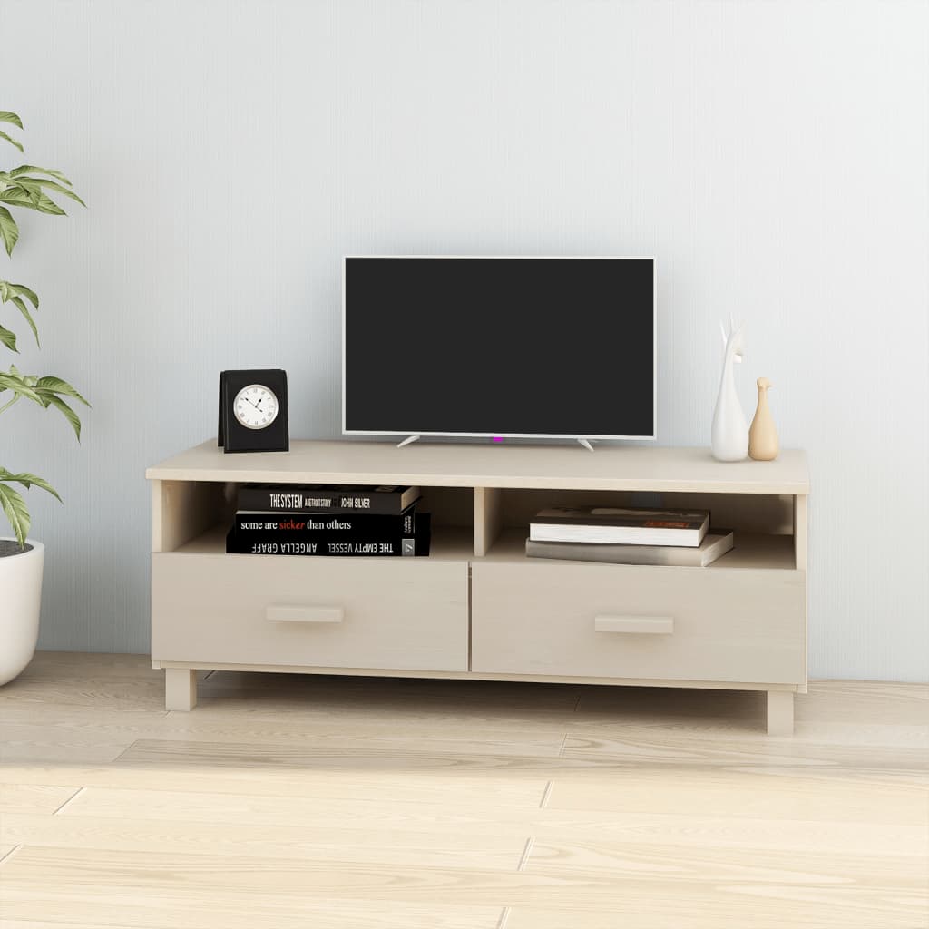 TV Cabinet HAMAR Honey Brown 106x40x40 cm Solid Wood Pine - Brittle & Co