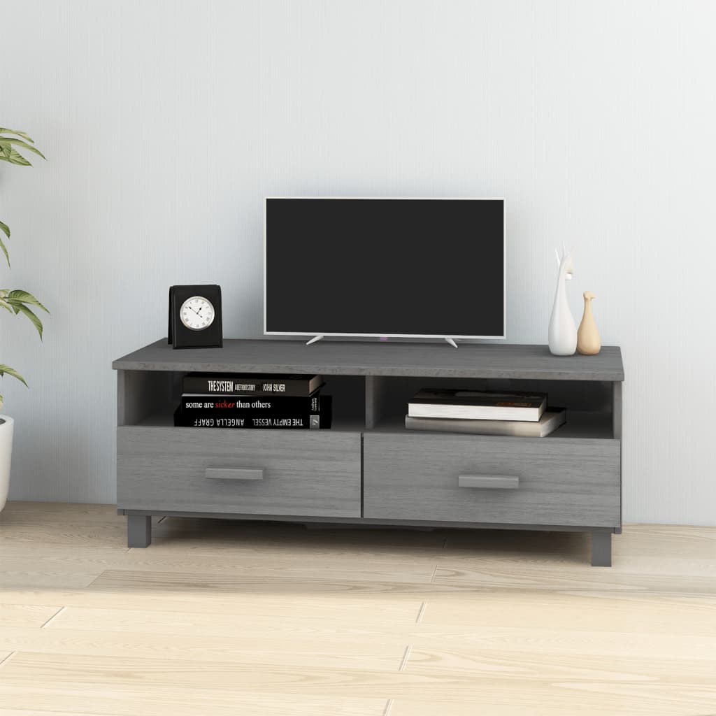 TV Cabinet HAMAR Dark Grey 106x40x40 cm Solid Wood Pine - Style and Chic