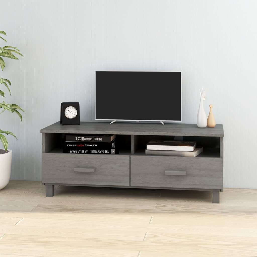TV Cabinet HAMAR Light Grey 106x40x40 cm Solid Wood Pine - Direct Imports