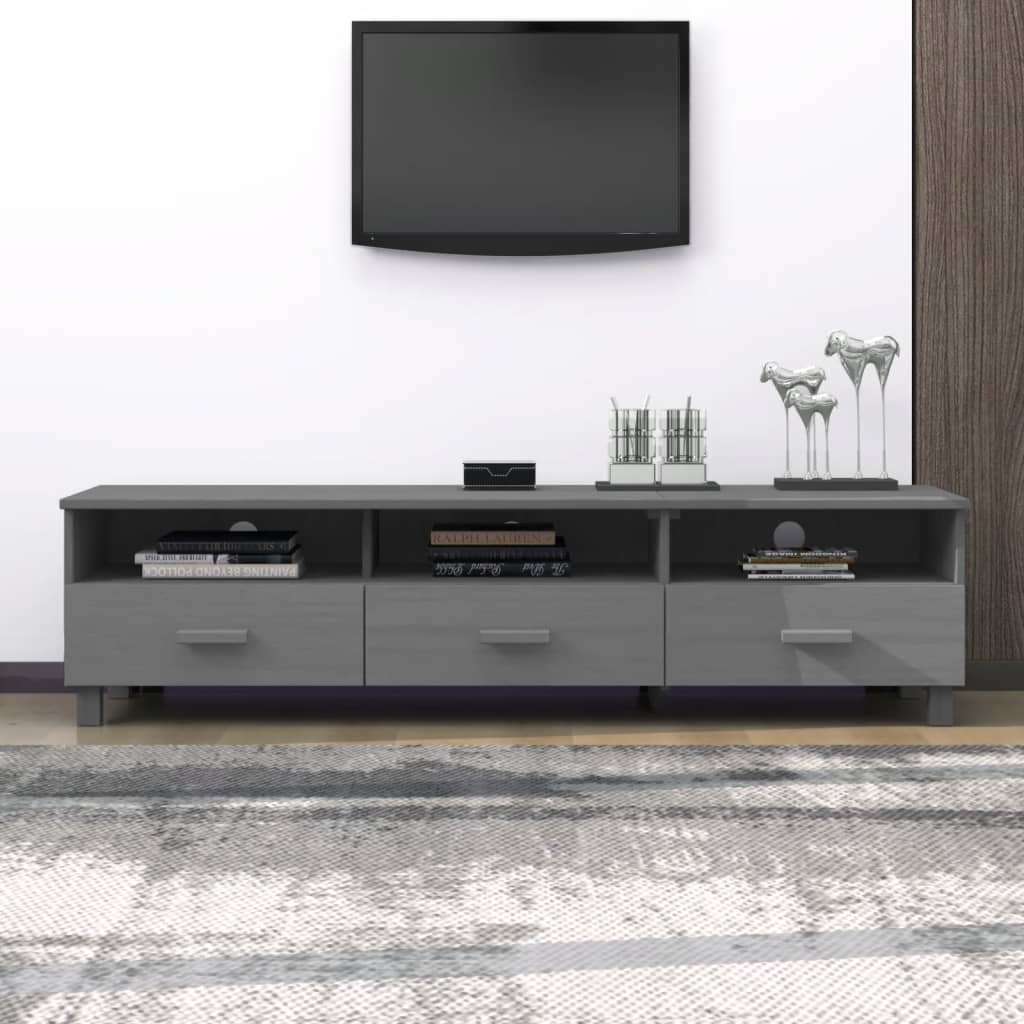 TV Cabinet HAMAR Dark Grey 158x40x40 cm Solid Wood Pine - Merkel Designers