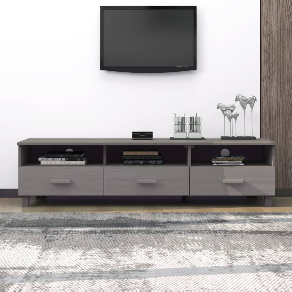 TV Cabinet HAMAR Light Grey 158x40x40 cm Solid Wood Pine - The Home Maker