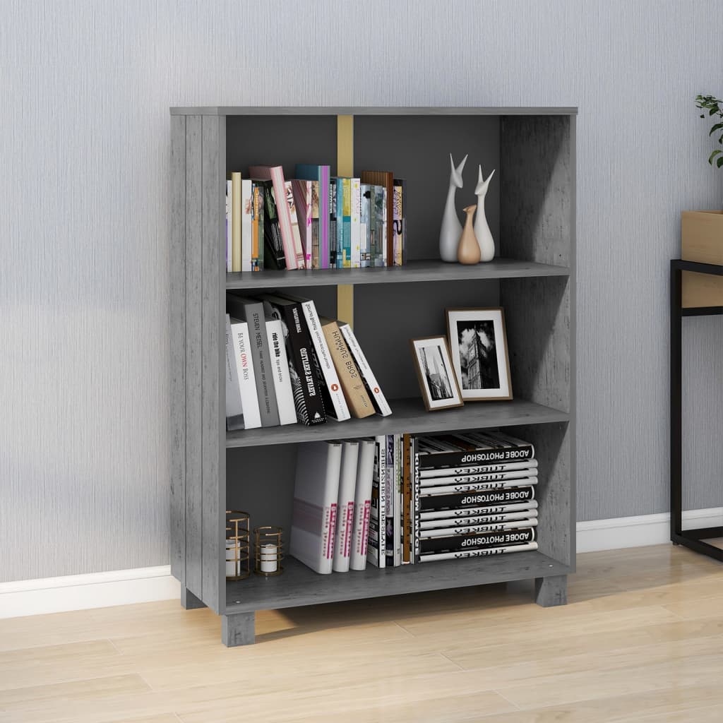 Book Cabinet HAMAR Dark Grey 85x35x112 cm Solid Wood Pine - Direct Imports