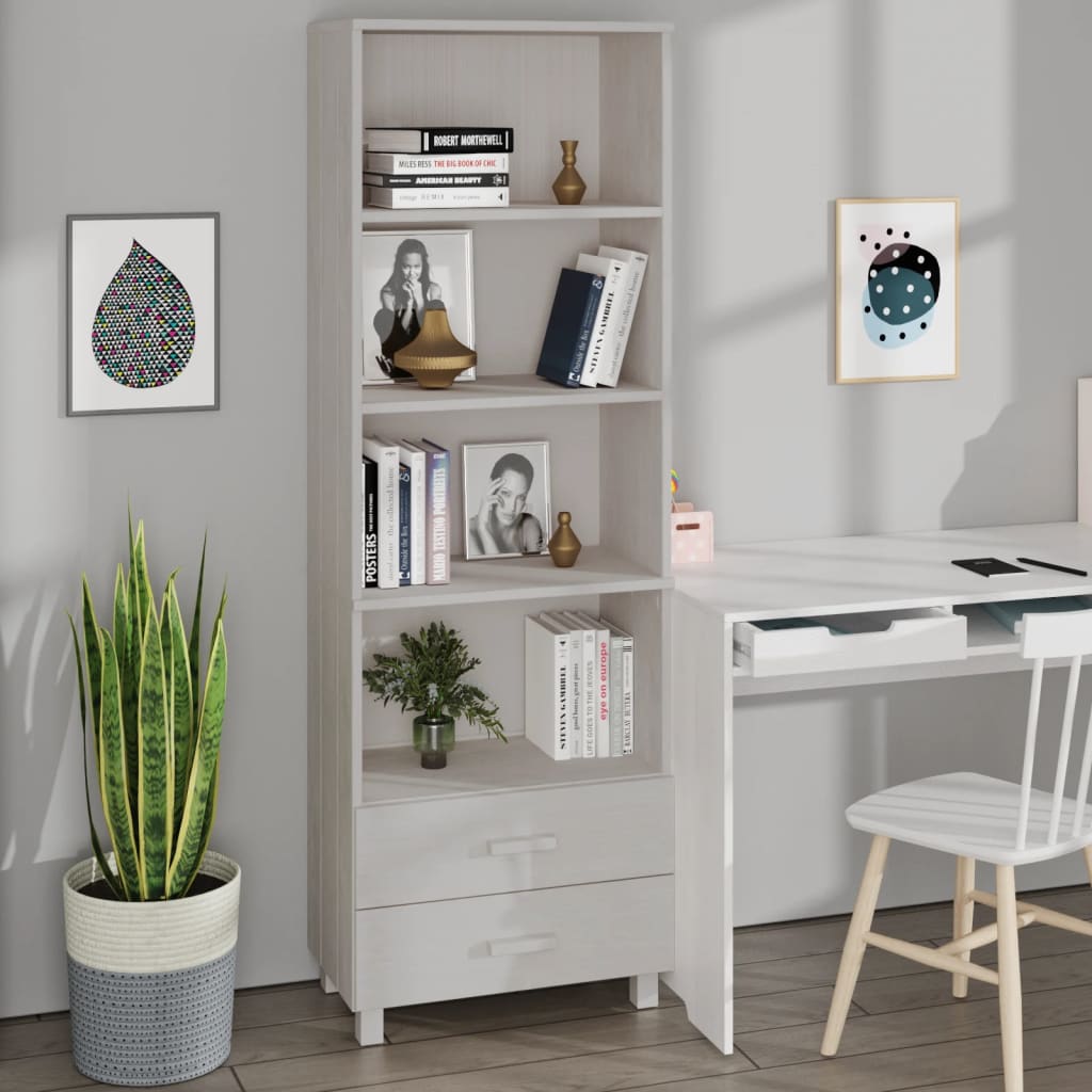Highboard HAMAR White 60x35x180 cm Solid Wood Pine - Tyrell & Tyrell