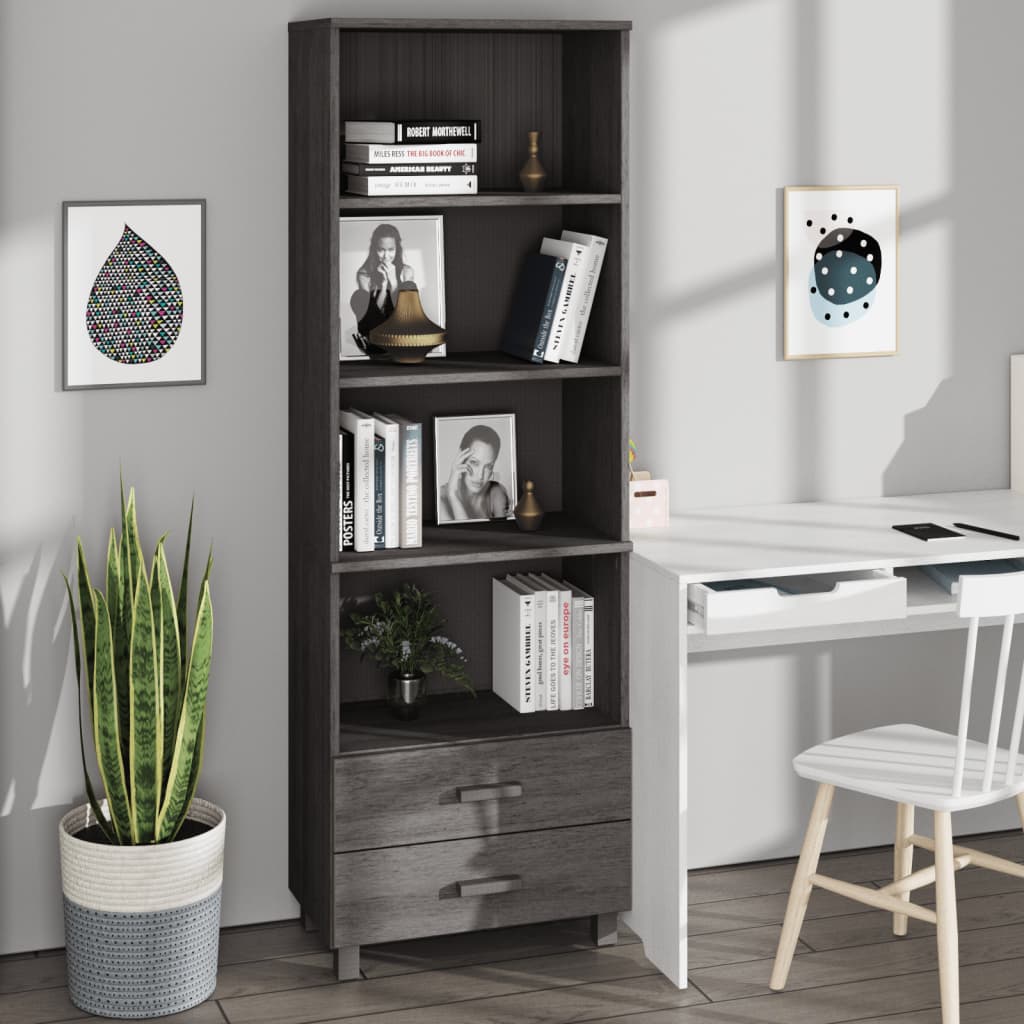 Highboard HAMAR Light Grey 60x35x180 cm Solid Wood Pine - Discount Dealers