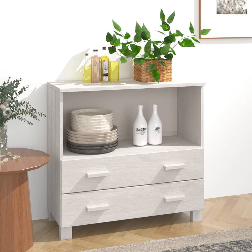 Sideboard HAMAR White 85x35x80 cm Solid Wood Pine - Sid & Sam