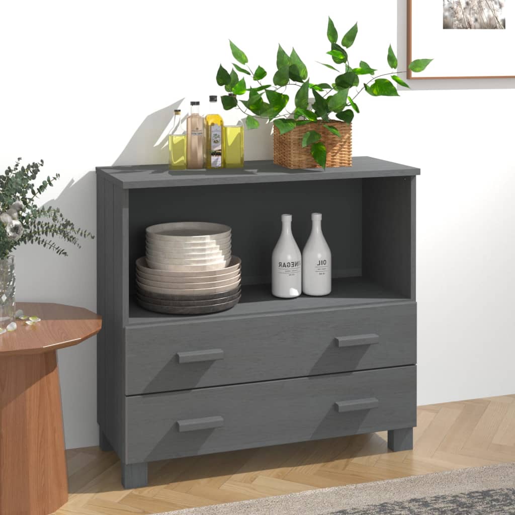 Sideboard HAMAR Dark Grey 85x35x80 cm Solid Wood Pine - Style and Chic