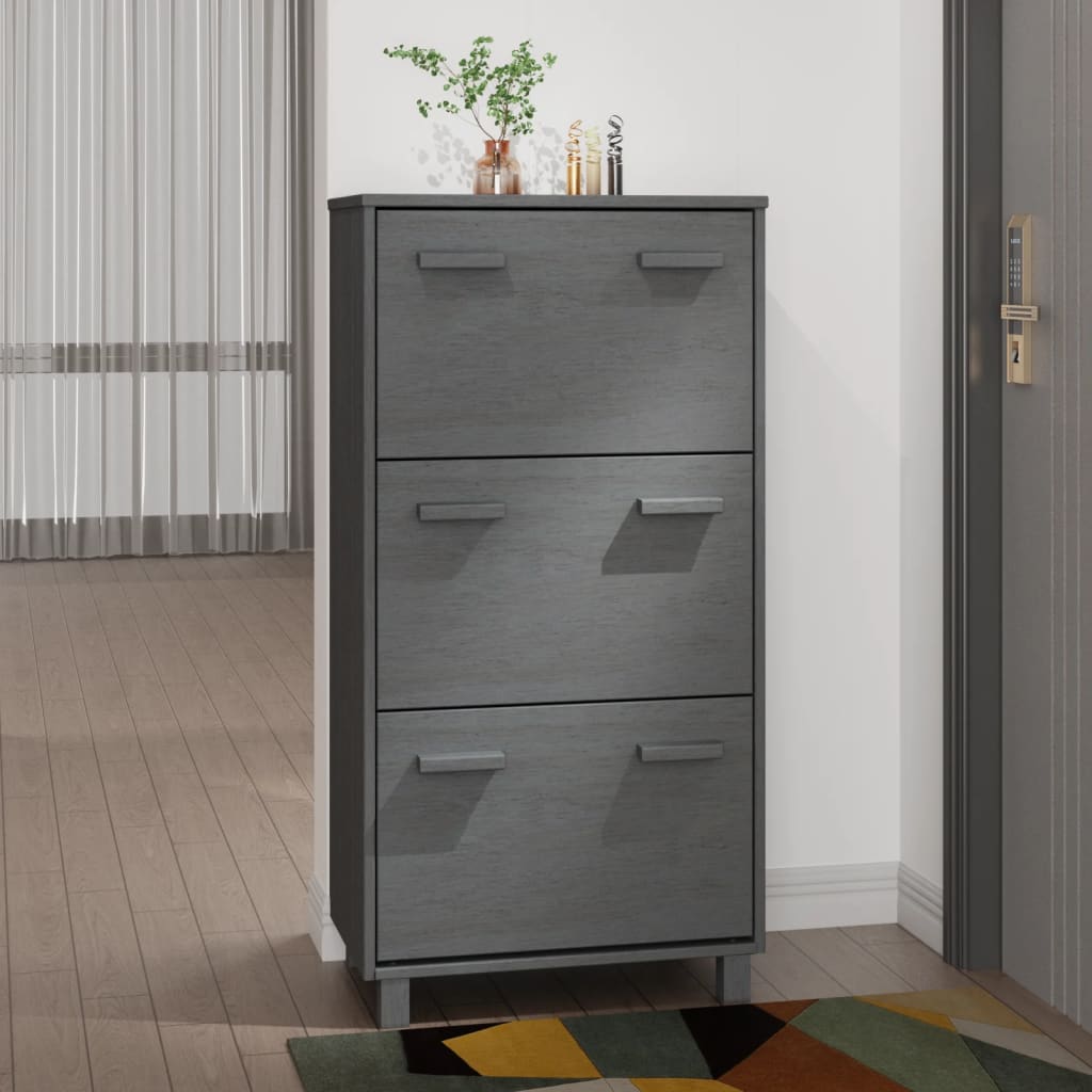 Shoe Cabinet HAMAR Dark Grey 59.5x35x117 cm Solid Wood Pine - Style and Chic