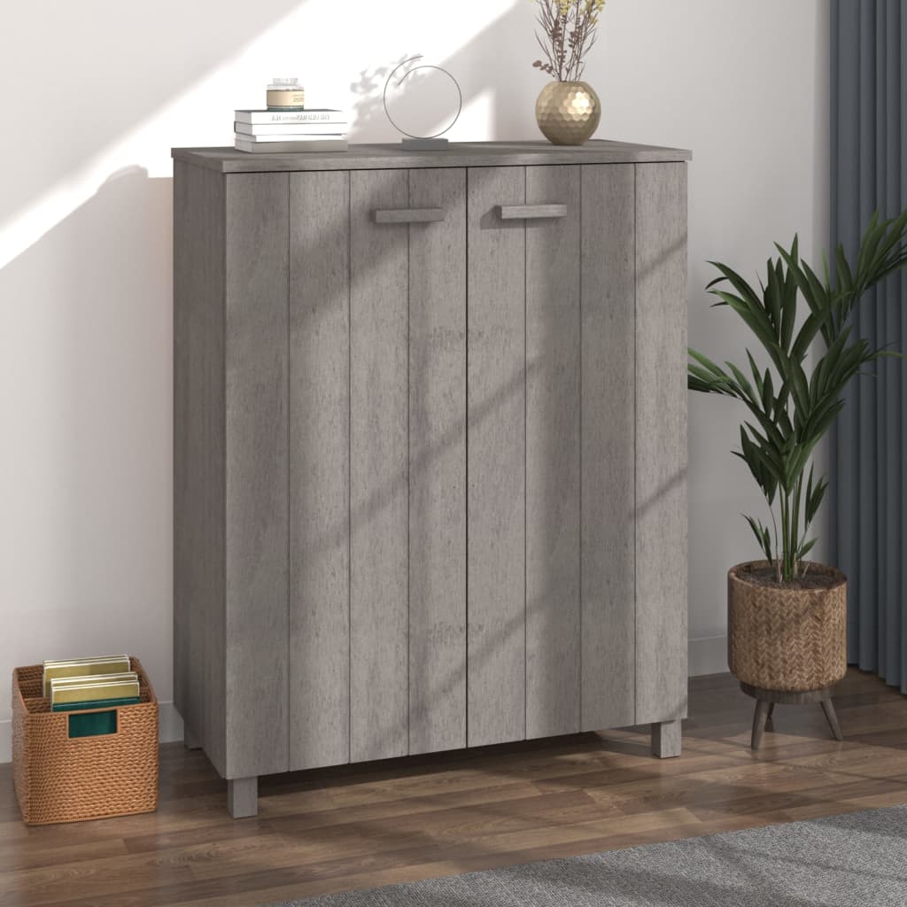 Shoe Cabinet HAMAR Light Grey 85x40x108 cm Solid Wood Pine - Sid & Sam