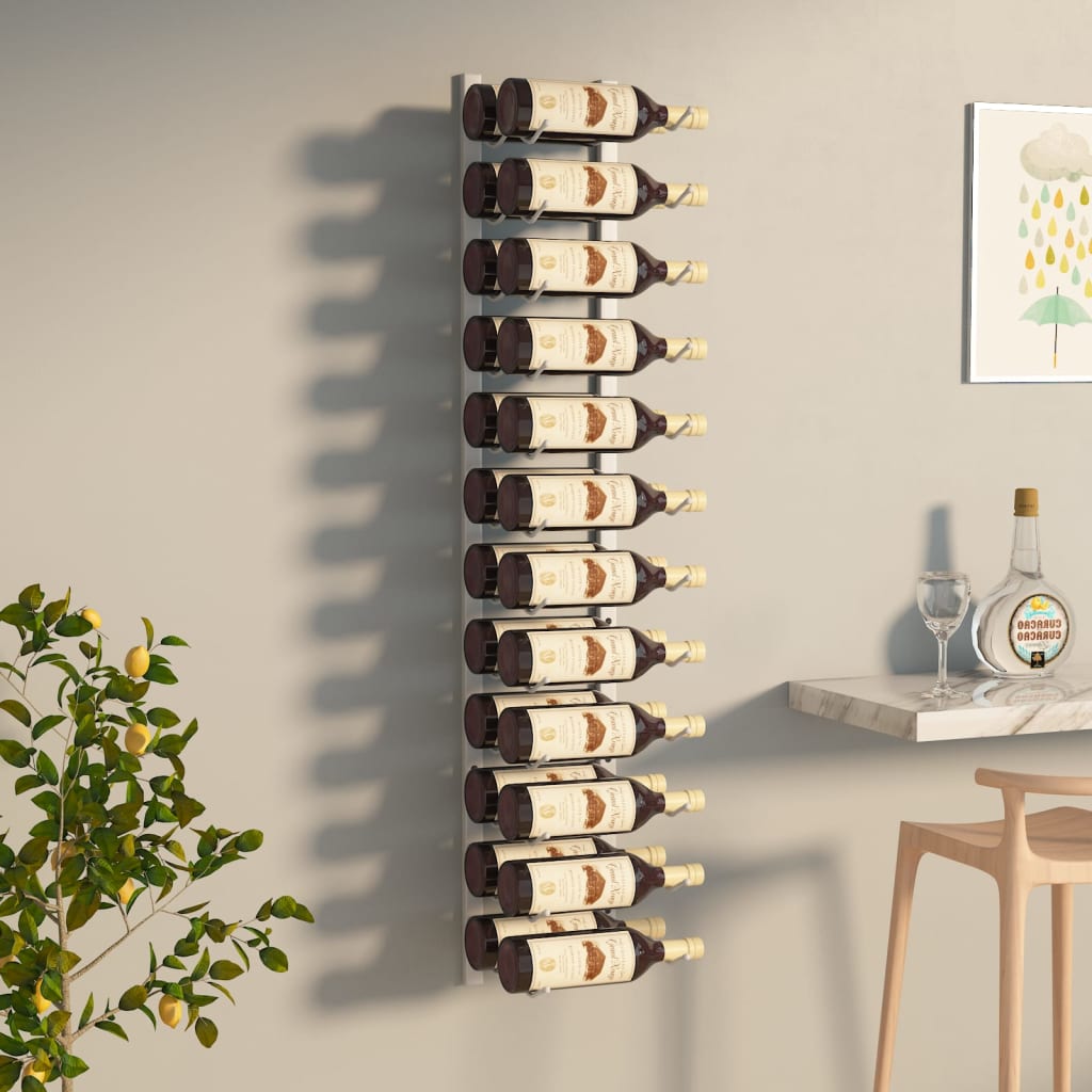 Wall Mounted Wine Rack for 24 Bottles White Iron - Design Hut