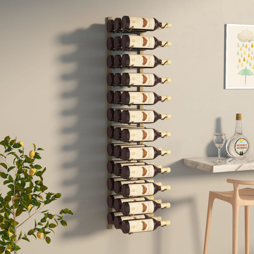 Wall Mounted Wine Rack for 36 Bottles Gold Iron - Sid & Sam