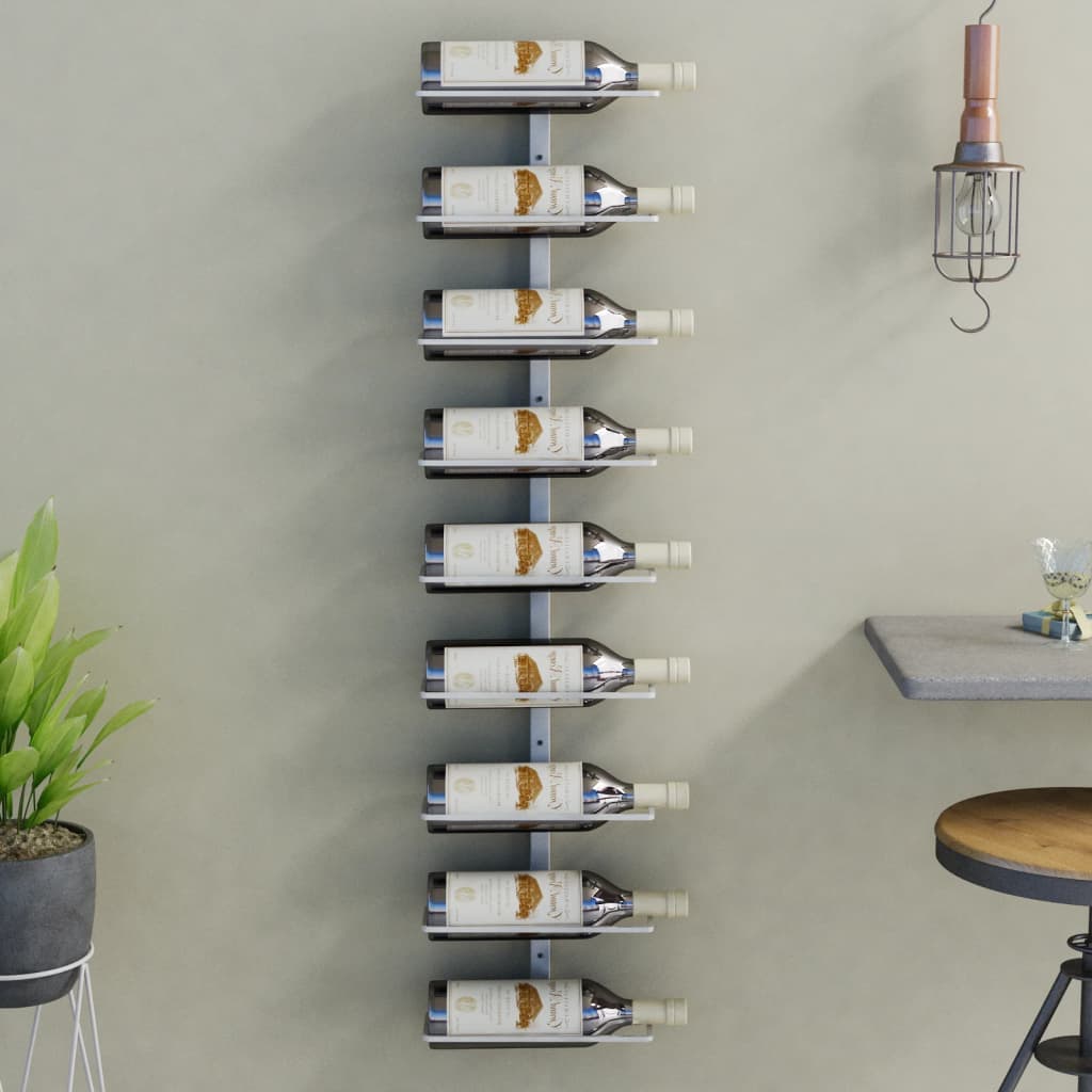 Wall-mounted Wine Rack for 9 Bottles White Iron - Design Hut