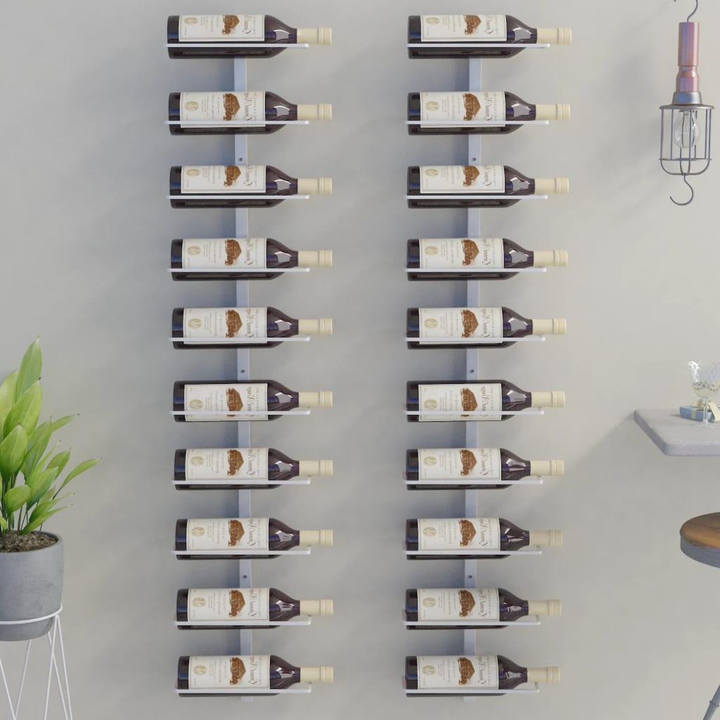 Wall-mounted Wine Rack for 10 Bottles 2 pcs White Metal - Unbeatable Bargains