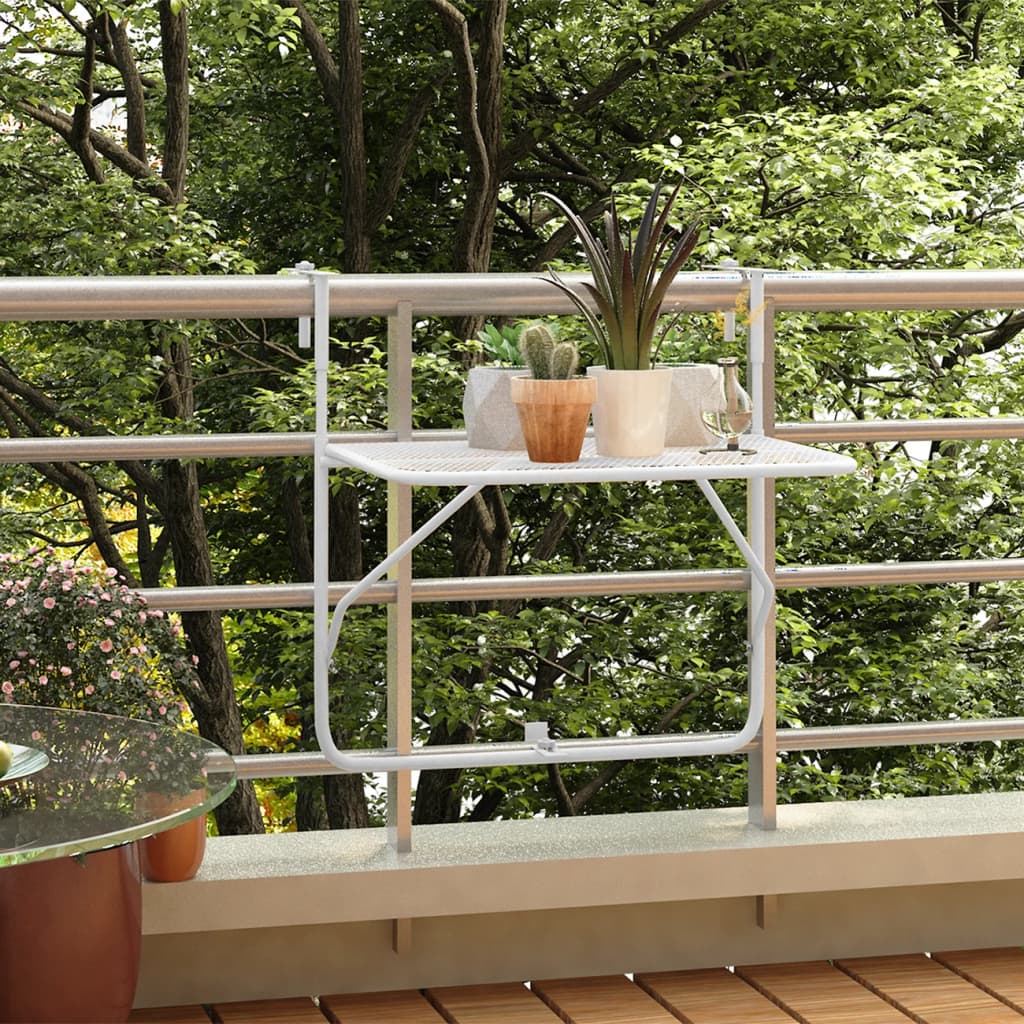 Balcony Table White 60x40 cm Steel - Design Hut