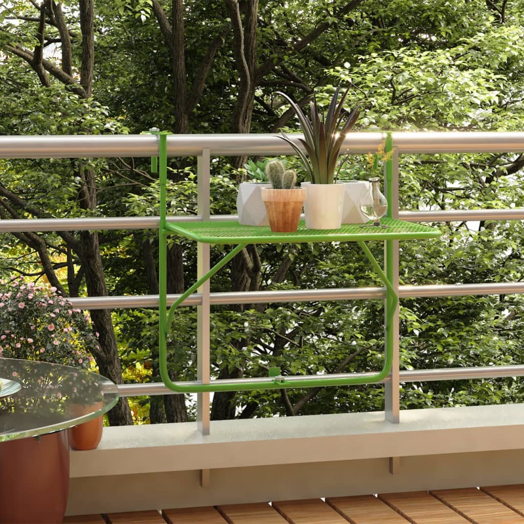 Balcony Table Green 60x40 cm Steel - Decor Base