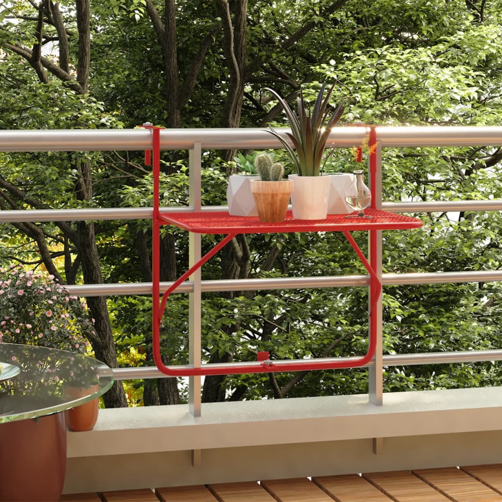Balcony Table Red 60x40 cm Steel - Unbeatable Bargains