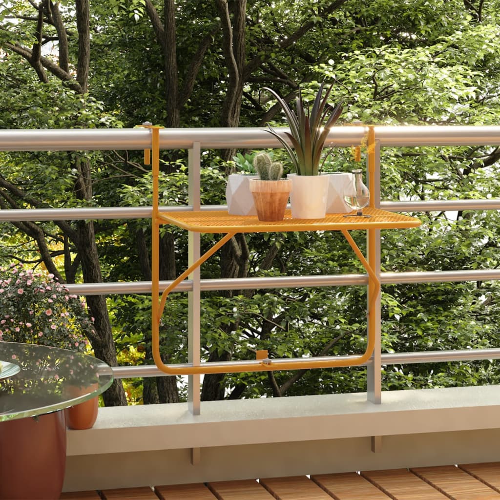 Balcony Table Yellow 60x40 cm Steel - R and M Furniture