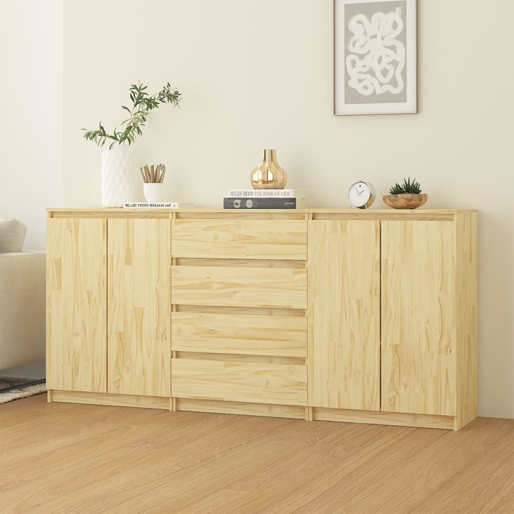 Side Cabinets 3 pcs Solid Pinewood - Discount Dealers