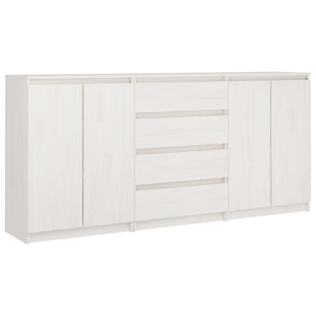 Side Cabinets 3 pcs White Solid Pinewood - All Things Good