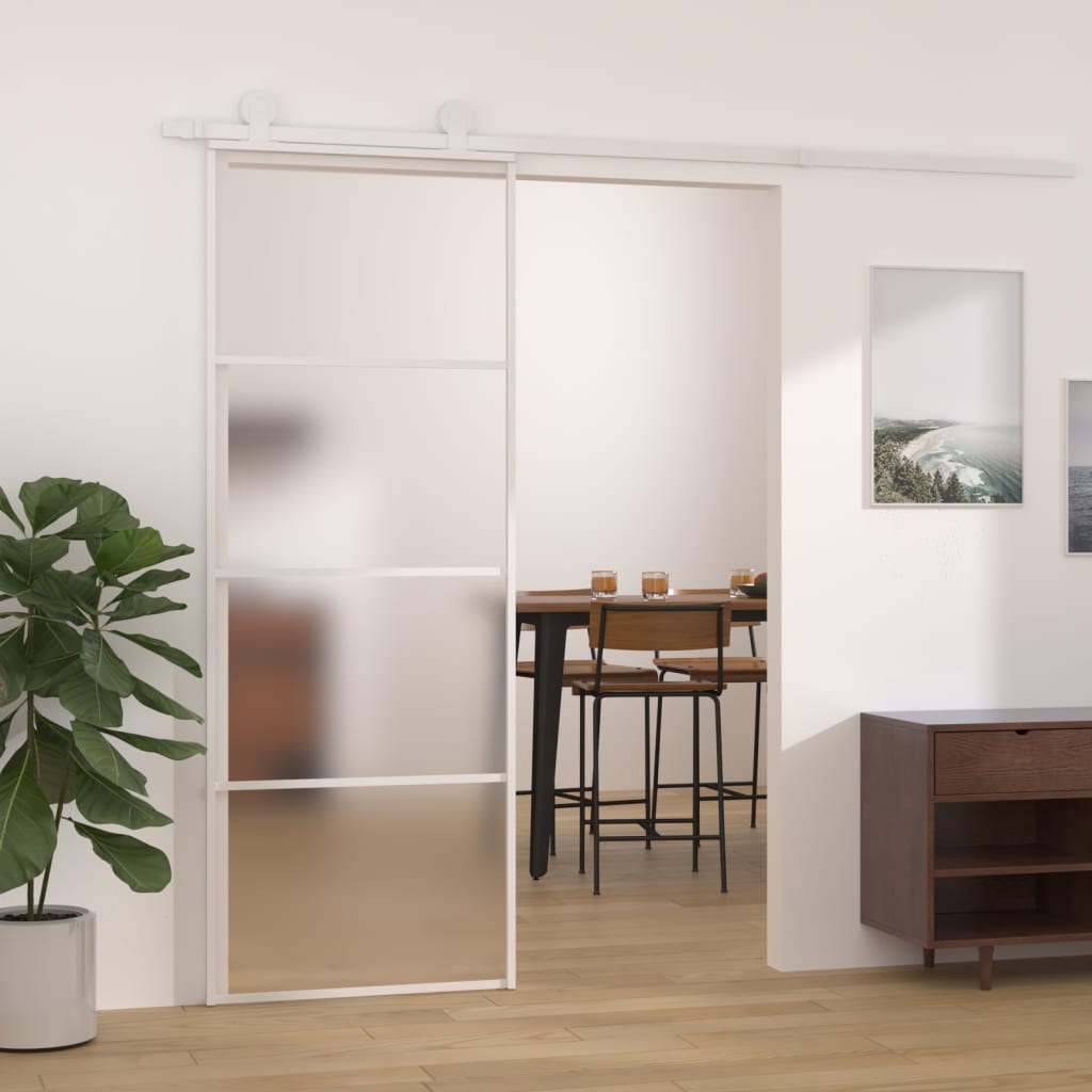 Sliding Door Frosted ESG Glass and Aluminium 76x205 cm White - Sid & Sam