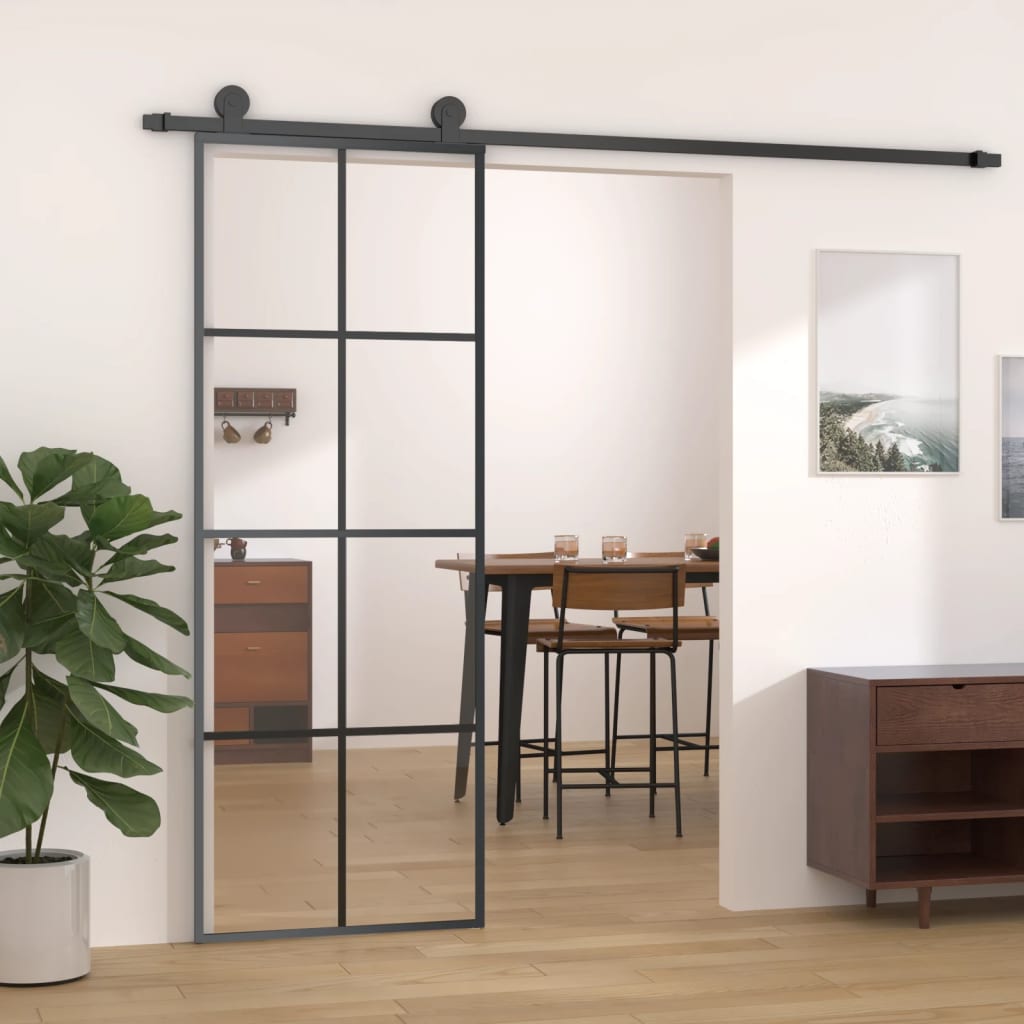 Sliding Door Black 76x205 cm ESG Glass and Aluminium - Style and Chic