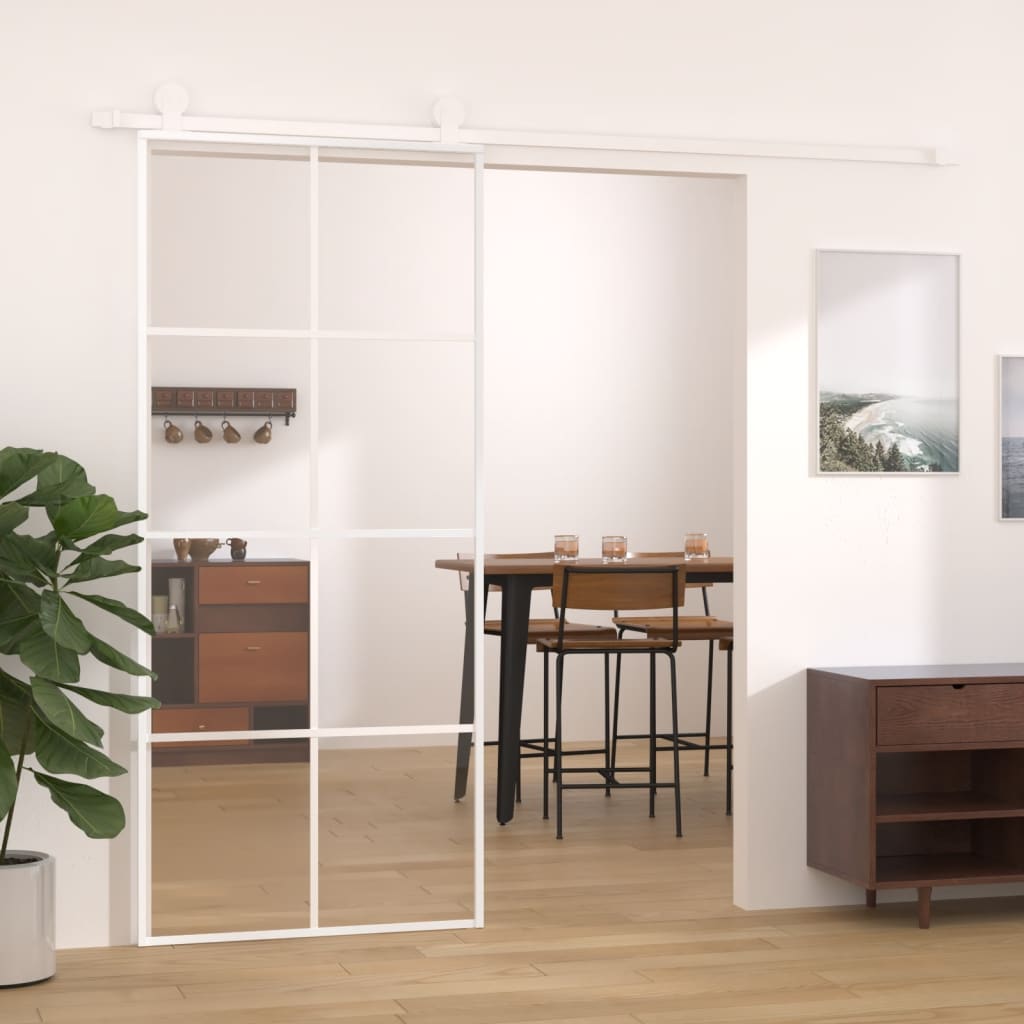 Sliding Door ESG Glass and Aluminium 90x205 cm White - Casper Homes