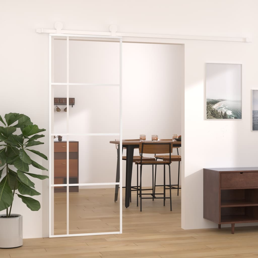 Sliding Door ESG Glass and Aluminium 76x205 cm White - Decor Base