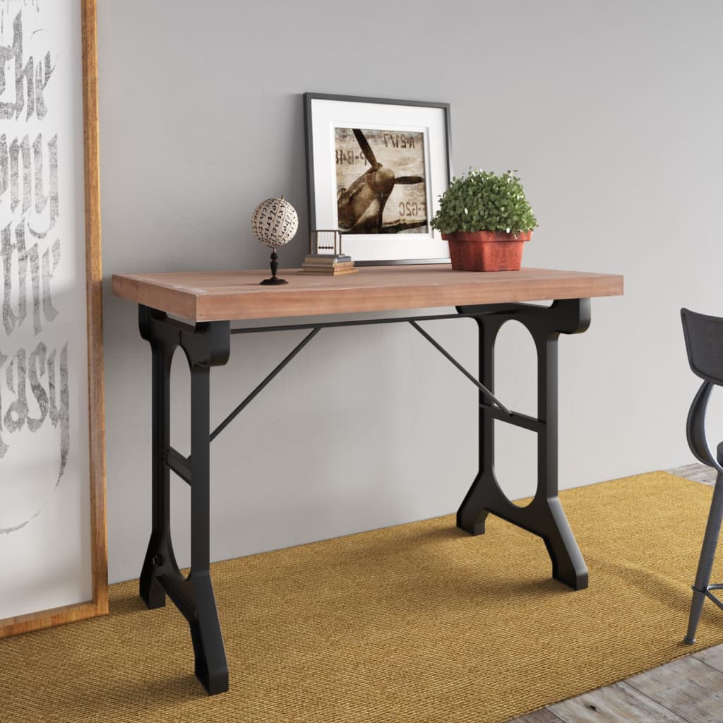 Dining Table 110x65x82 cm Solid Wood Fir and Iron - Discount Dealers