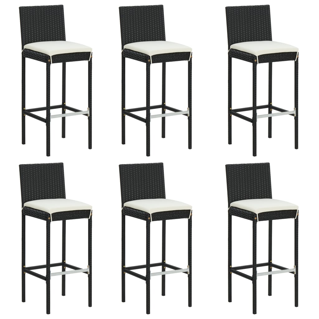 7 Piece Garden Bar Set with Cushions Poly Rattan Black - Discount Dealers