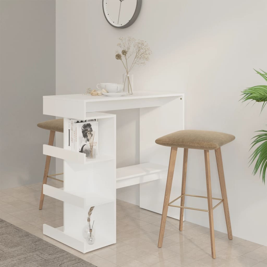 Bar Table with Storage Rack White 100x50x101.5 cm Engineered Wood - All Things Good