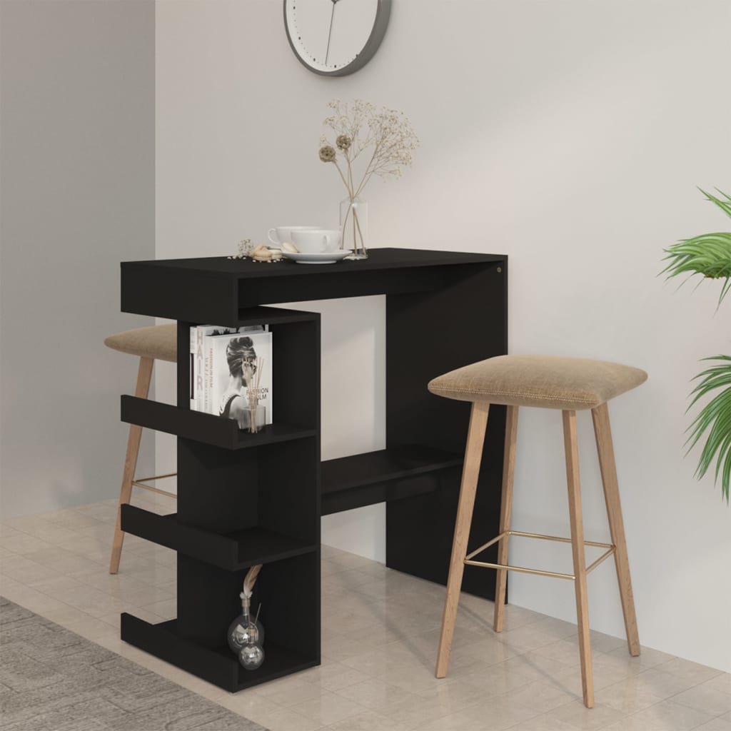 Bar Table with Storage Rack Black 100x50x101.5 cm Engineered Wood - The Home Maker